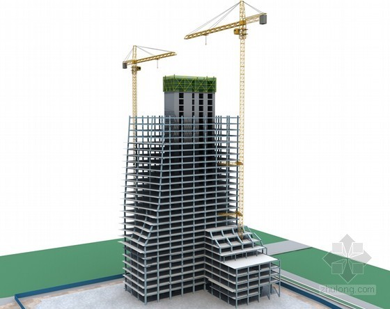 [浙江]超高层综合办公楼工程爬模安全专项方案(120页 附图)-三维效果图 