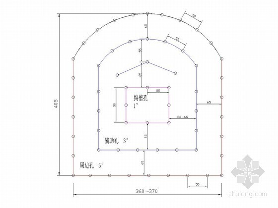 [甘肃]大型引渠供水主体工程施工组织设计(隧洞 渡槽 2015年编制)-炮孔布置图 