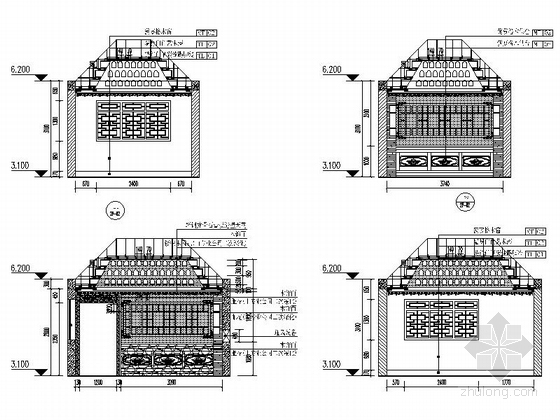 [广东]设计之都中式风情佛寺殿堂CAD装修施工图立面图