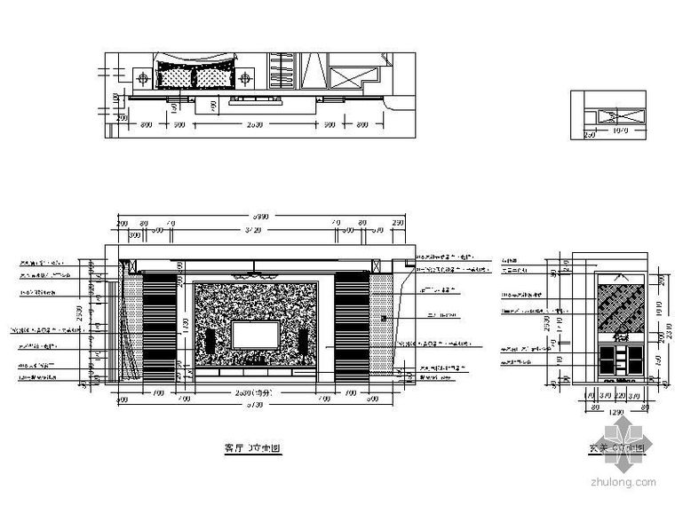 CAD电视背景墙立面资料下载-现代电视背景墙立面图