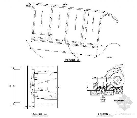 斜停车位设计cad资料下载-停车位详图