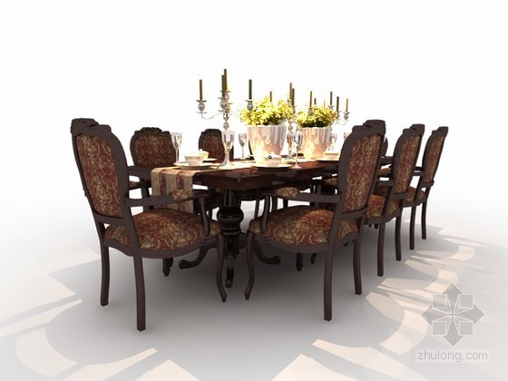 八人桌椅模型下载资料下载-欧式餐桌