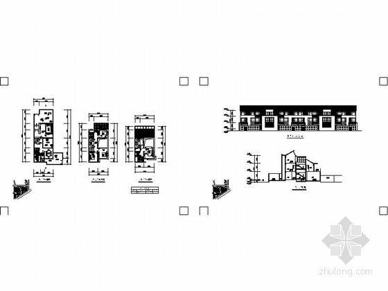 [深圳]某三层八联排徽式别墅（D型）建筑方案图- 