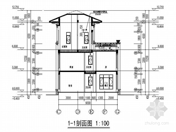 [江西]某三层双拼别墅建筑施工图- 