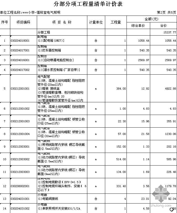深圳某小学安装工程投标报价书（2005-12）- 