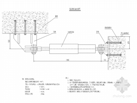 [四川]高速公路桥梁抗震优化设计图CAD（防落链防震隔震阻尼）-阻尼器安装示意图