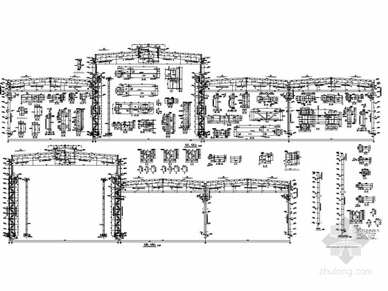 单层钢结构厂房建筑施工图资料下载-[江苏]四联跨单层钢结构厂房结构施工图（含建筑）