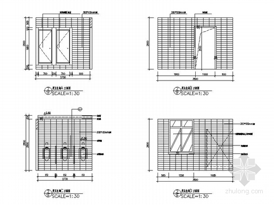 [江苏]现代地方行政机关办公楼室内CAD装修图（含效果）卫生间立面图