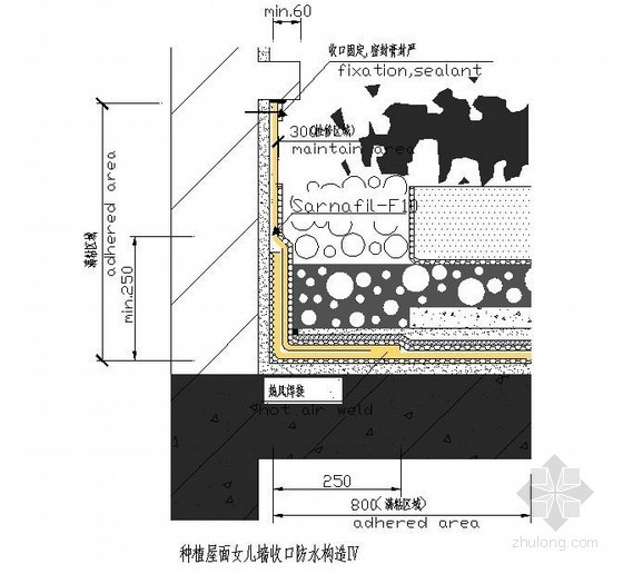 种植屋面构造资料下载-种植屋面女儿墙收口防水构造Ⅳ