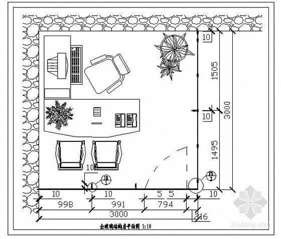 阳光房图图纸资料下载-某玻璃房结构设计图