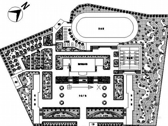 校园景观绿化设计dwg资料下载-云南某校园景观绿化设计总图