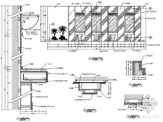 美容院CAD图块资料下载-美容院装饰墙详图1