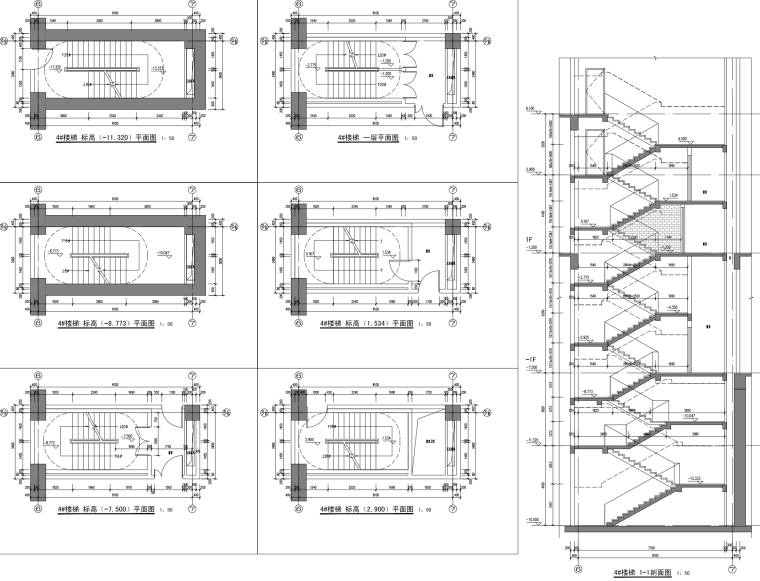 四川大学科学与艺术中心教学楼设计施工图-楼梯详图