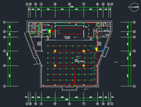 [广东]新建2层体育馆(钢结构)建筑安装工程预算书(含图纸)-首层照明平面图