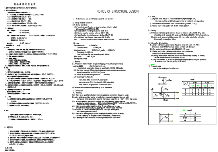 钢结构结构设计总说明资料下载-中英文钢结构设计总说明