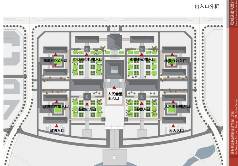 [河南]开封新区中意商务区城市设计汇报三套方案设计-出入口分析