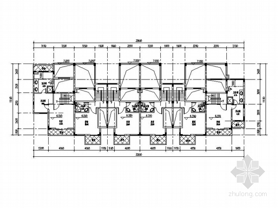 [上海]三层联排及双拼式别墅建筑施工图-三层联排及双拼式别墅建筑平面图