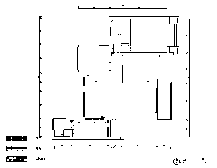 合景叠翠峰美式三居室样板房设计施工图（附效果图）-敲墙图