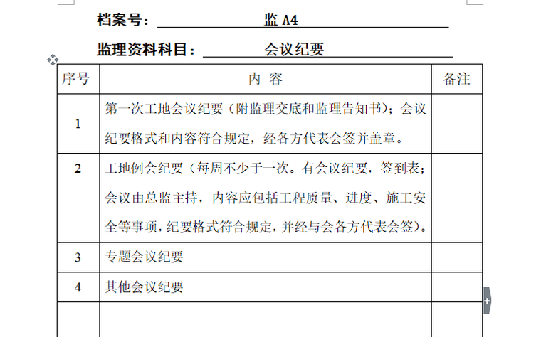 监理档案盒封面及内目录（共27页）-会议纪要