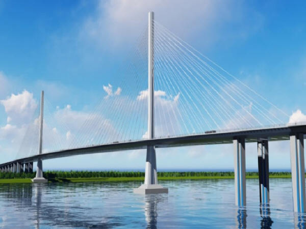 斜拉桥三维图资料下载-独柱形钢塔双索面钢箱梁斜拉桥在设计阶段的BIM应用