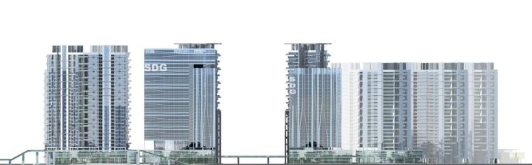 [深圳]高层现代风格一梯两户住宅建筑设计方案文本-高层现代风格一梯两户住宅建筑立面图