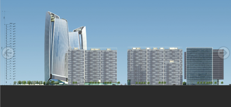 [北京]未来感超高层中小企业综合基地建筑设计方案文本-未来感超高层中小企业综合基地建筑立面图