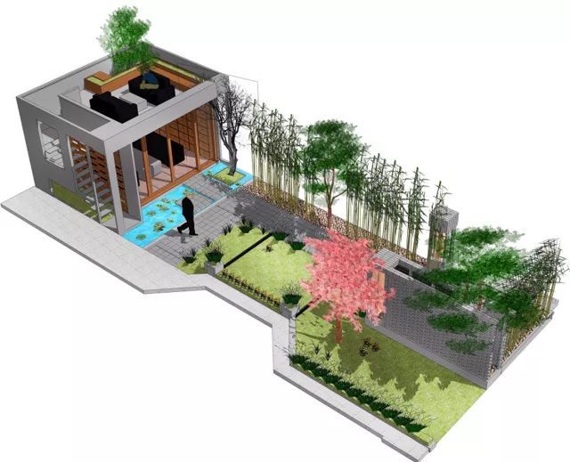 镂空瓦片景墙施工图资料下载-香山别墅庭院景观设计