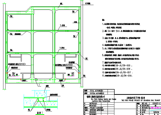 明挖顺作法T型换乘地下三层岛式地铁车站主体及附属工程设计图332张CAD（异形地连墙）-横断面结构钢筋焊接示意图