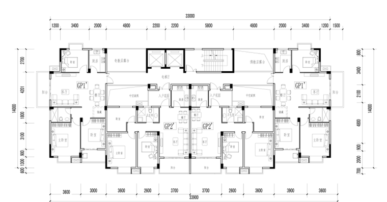 [安徽]新古典风格住宅及商业建筑设计方案文本（大唐风格）-新古典风格住宅及商业建筑平面图