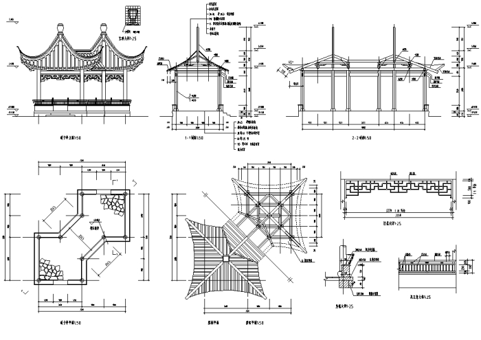 古建筑庙CAD施工图资料下载-最全园林古建筑施工图