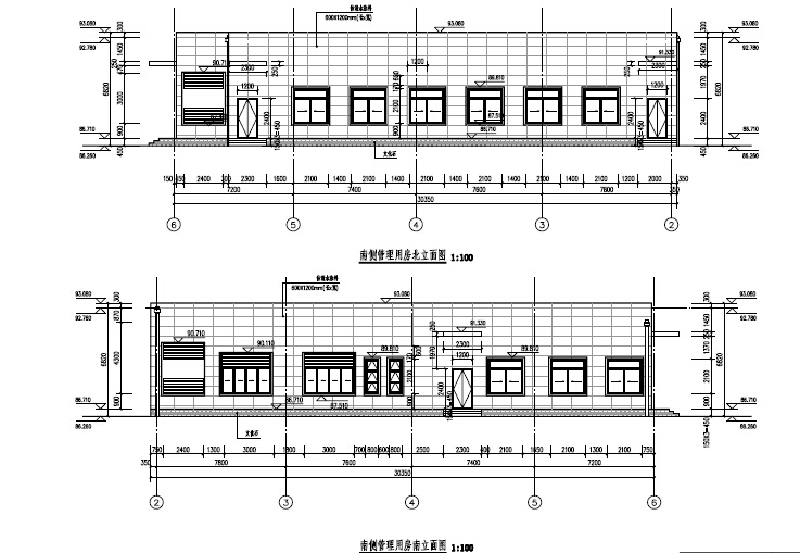 [河南]双向八车道单孔双孔矩形隧道地下道路及地下附属建筑设施设计图948张-管理用房立面图