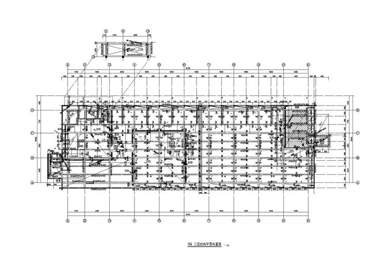 深圳某展览中心结构施工图(SRC柱、SRC梁)-2栋 三层结构平面布置图
