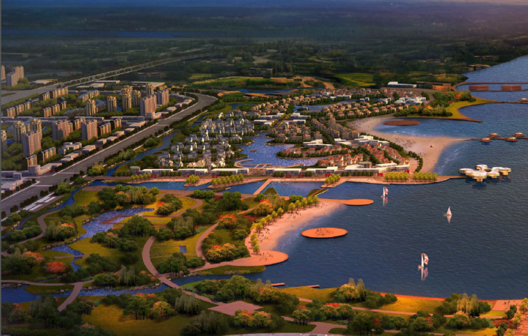 景观水系规划资料下载-[湖北]梧桐湖生态创意旅游城景观体系及水系概念规划设计
