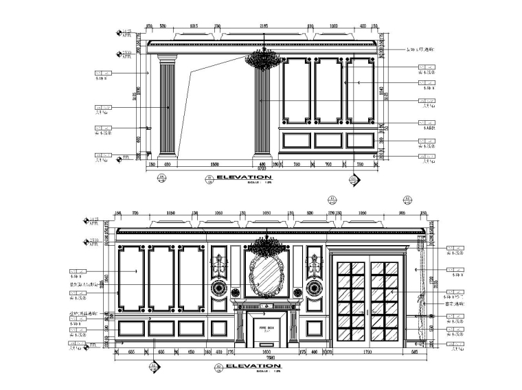 [吉林]欧式风格知名地产华府样板房装修施工图（附效果图）-立面图