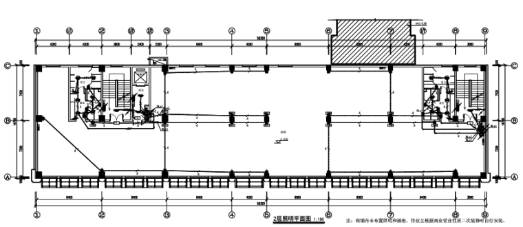 [新疆]4层框架结构商业楼全套施工图（建筑结构电气设备）-照明平面图