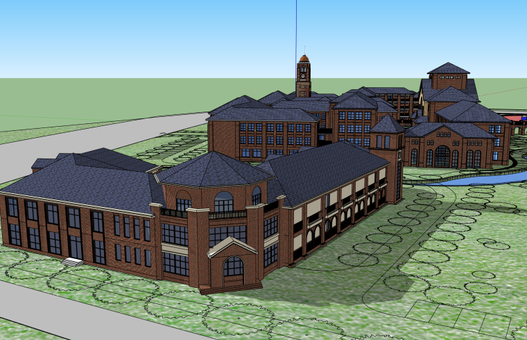 江苏欧式风格国际学校建筑SU模型-屏幕快照 2018-12-06 下午4.15.10