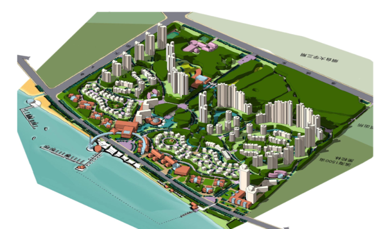 [山东]烟台元亨园海滨综合居住区规划设计文本（滨水，森林）A-2 鸟瞰 方案一