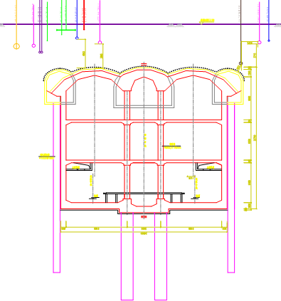 地铁车站主体结构二衬施工方案-管线横剖面图