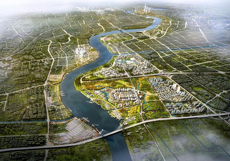 多元滨水城市景观规划设计资料下载-[上海]某滨江南片区城市设计方案文本（包含PPT+51页）