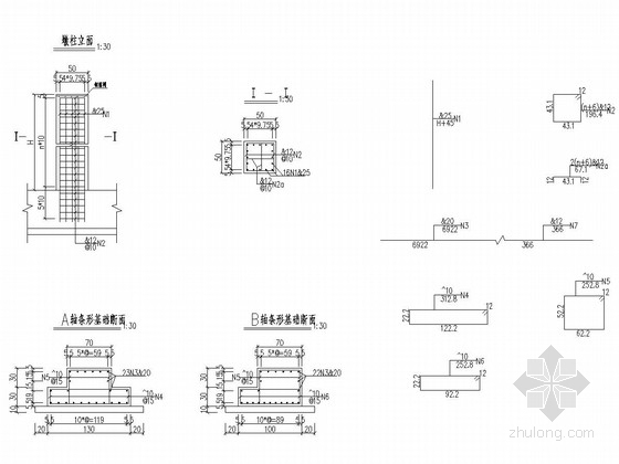 4+10x6+4钢桁架水道栈桥施工图-桥墩、基础钢筋图 