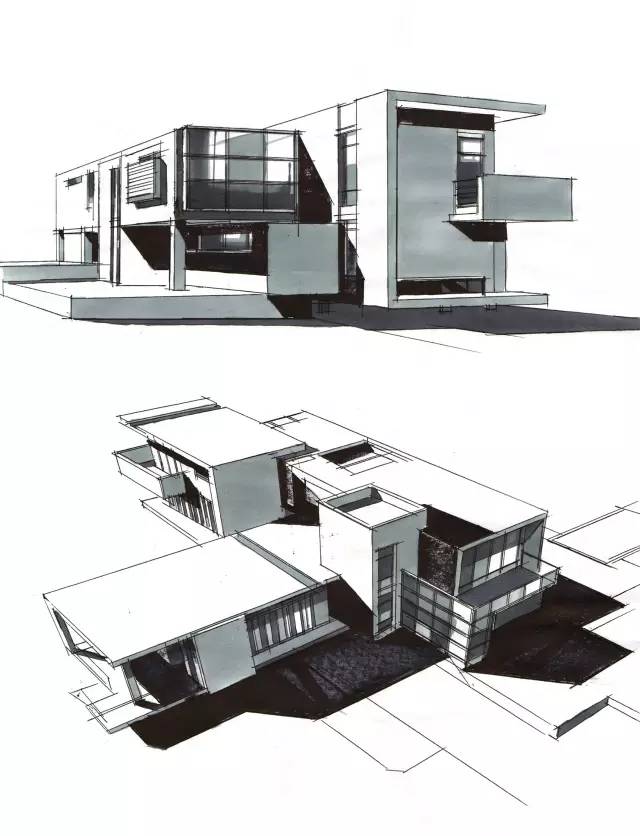 施罗德住宅效果图手绘图片