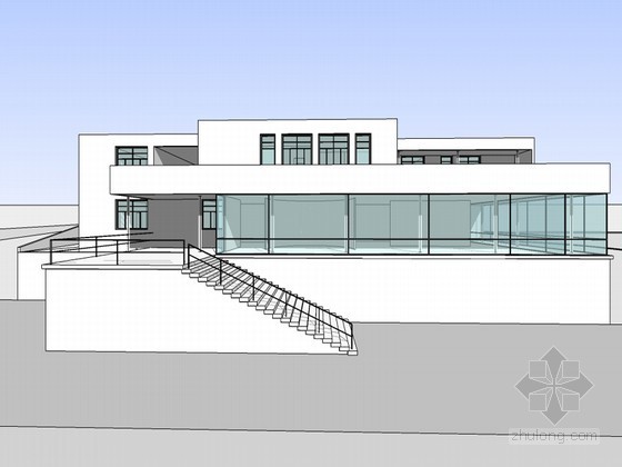 白色O型住宅设计资料下载-白色住宅SketchUp模型下载