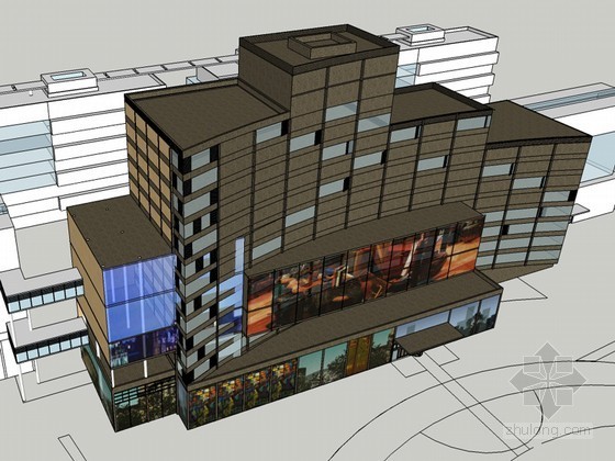 八号地块商业街资料下载-商业街酒店SketchUp模型下载