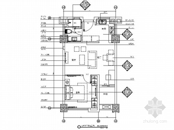 现代装修客厅吊顶资料下载-[上海]商业中心地块现代一居室CAD装修施工图