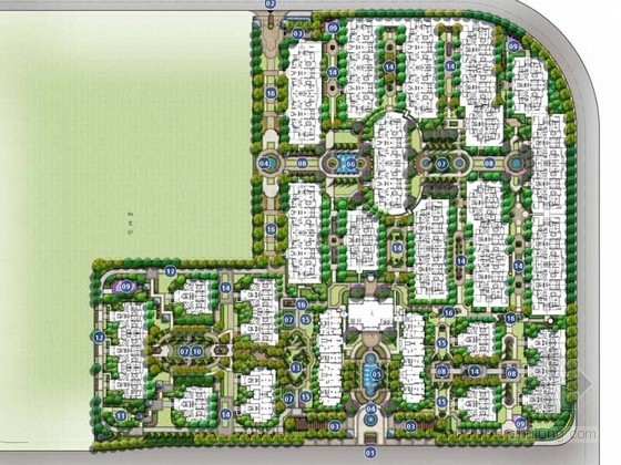 法式小区景观cad资料下载-[上海]法式园林风情住宅小区景观方案设计