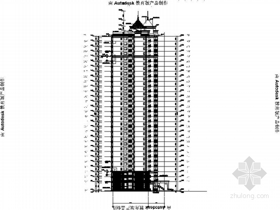 [江西]30层框剪结构商业办公建筑设计施工图（知名地产）-30层框剪结构商业办公建筑设计立面图