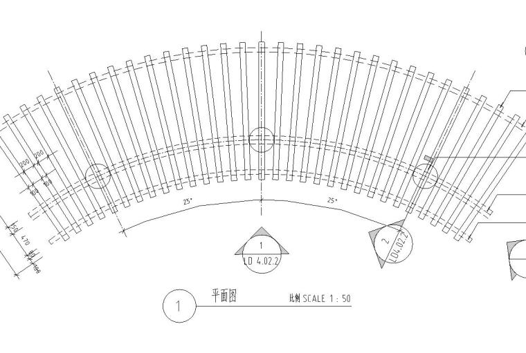 特色廊架图纸资料下载-特色弧形廊架设计详图（钢筋混凝土）