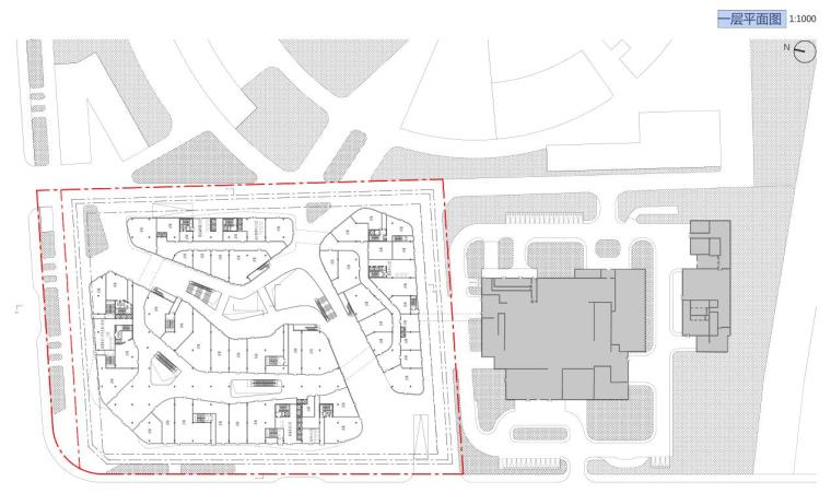 [上海]梅陇镇商业/医疗/养老/健康综合体规划建筑设计文本（PDF+64页）-一层平面图