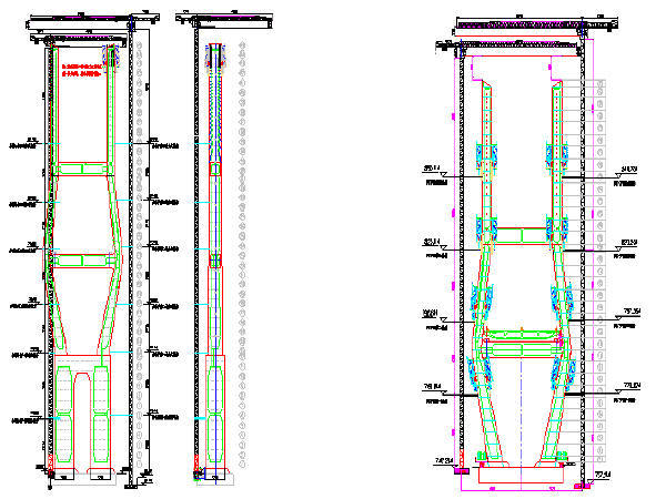 前支点挂篮悬臂浇筑双塔双索面预应力箱梁结构斜拉桥上构C55混凝土主梁施工方案186页-大桥主4# 5#墩塔吊布置图