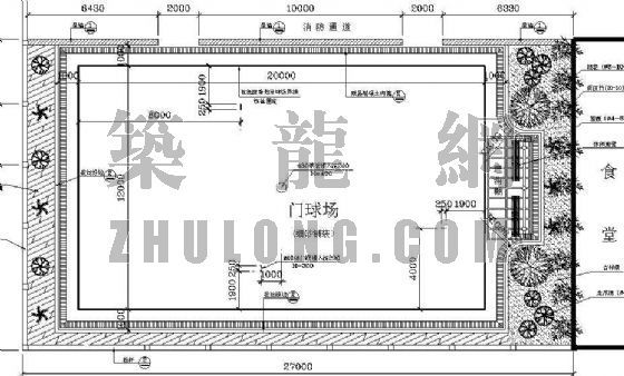 绿化景观cad平面图资料下载-门球场院绿化景观工程